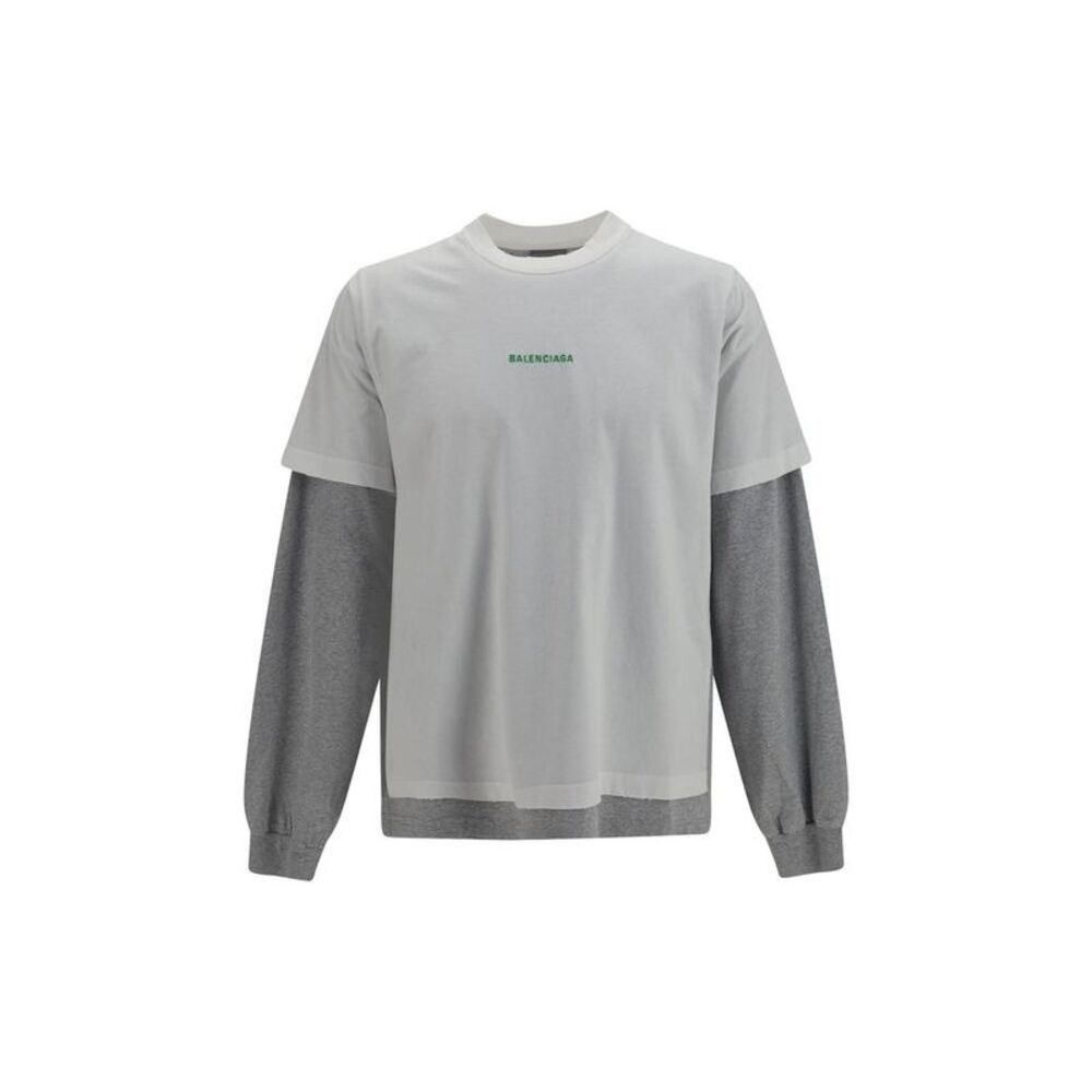 Balenciaga White Cotton Long Sleeve Men's T-Shirt